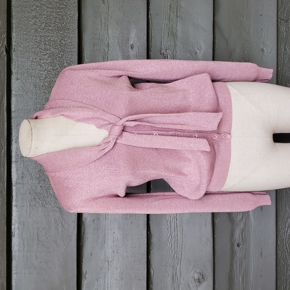 Vintage 90s Joseph A. Pink Metallic Shimmer Sweater Top sz L Women's - Picture 4 of 7